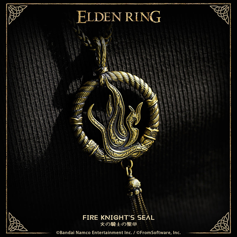Starforged ELDEN RING Sacred Seal Fire Knight's Seal Game Merchandise Officially Authorized Sacred seal of the Fire Knights, who answer directly to Messmer the Impaler.   Enhances fire incantations of Messmer.  The emblem of Messmer's army depicts a golden ring and the fire of his sacred seal